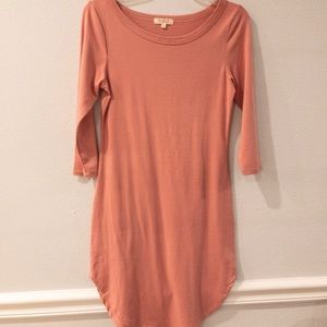 Heart & Hips Semi-Long Sleeve Pink Body Con Dress